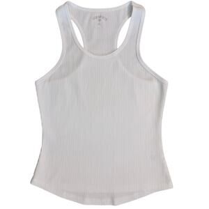 Year of Ours Ribbed Veronica Tank Top White Racerback Stretch Activewear Medium